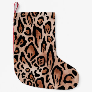 Calcetín Navideño Pequeño Patrón de impresión de leopardo