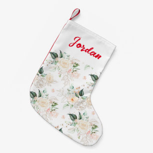 Calcetín Navideño Pequeño Patrón de jardín floral Rosa