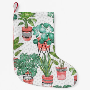 Calcetín Navideño Pequeño Patrón de las macetas de la planta de Cotta de Ter