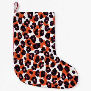 Calcetín Navideño Pequeño Patrón de leopardo colorido: Diseño sin foco.