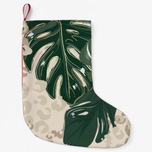 Calcetín Navideño Pequeño Patrón de leopardo, diseño sin fisuras de impres