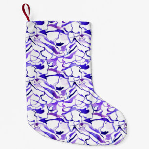 Calcetín Navideño Pequeño Patrón de líneas abstractas de acuarela violeta li