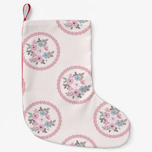 Calcetín Navideño Pequeño Patrón de mochila vintage en flores pequeñas. Mill