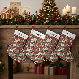 Calcetín Navideño Pequeño Patrón de Navidad personalizado de patchwork campe