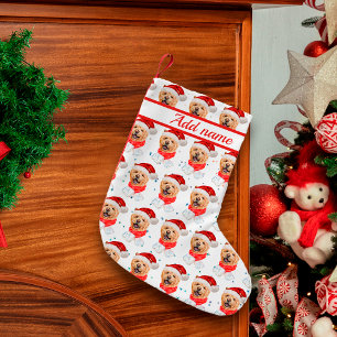 Calcetín Navideño Pequeño Patrón de Navidades de perros de raza blanca