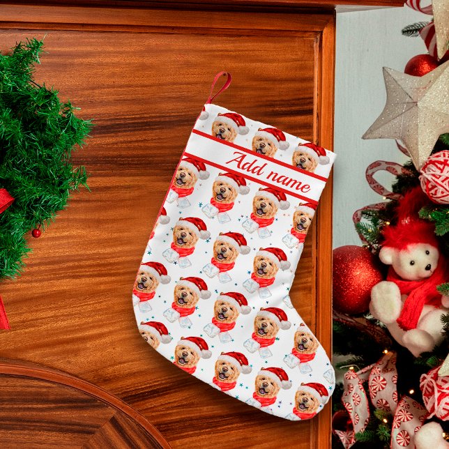 Calcetín Navideño Pequeño Patrón de Navidades de perros de raza blanca (Subido por el creador)
