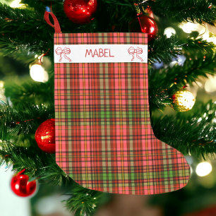 Calcetín Navideño Pequeño Patrón de Navidades de Placas Verde Rojas festivas