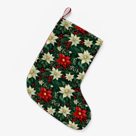 Calcetín Navideño Pequeño Patrón de Navidades florales