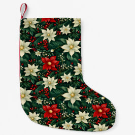 Calcetín Navideño Pequeño Patrón de Navidades florales