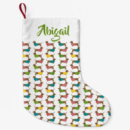 Calcetín Navideño Pequeño Patrón de Navidades personalizados de Dachshund (2