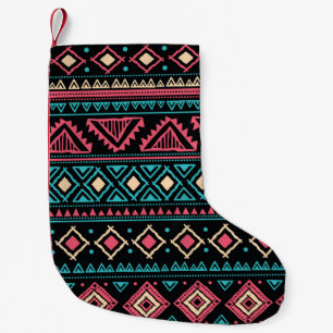 Calcetín Navideño Pequeño Patrón de negocios tribal de cosecha de cosecha