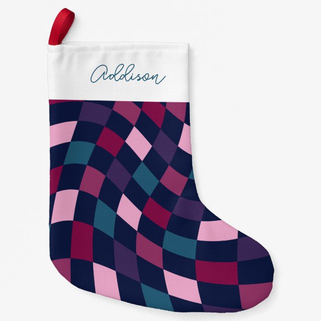 Calcetín Navideño Pequeño Patrón de negrita y verificación personalizado (Anverso)
