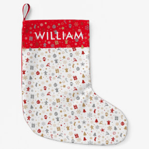 Calcetín Navideño Pequeño Patrón de nombre personalizado para las fiestas