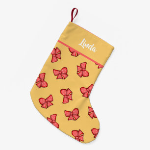 Calcetín Navideño Pequeño Patrón de nudo de arco rosado