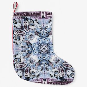 Calcetín Navideño Pequeño Patrón de paisley: acuarela, chal dibujado a mano 