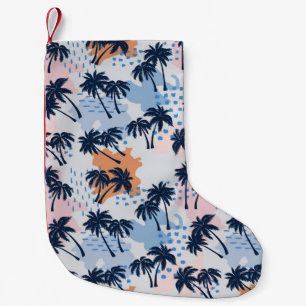Calcetín Navideño Pequeño Patrón de palmeras de verano sin soldadura,palmer