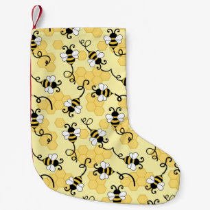 Calcetín Navideño Pequeño Patrón de pequeñas abejas.