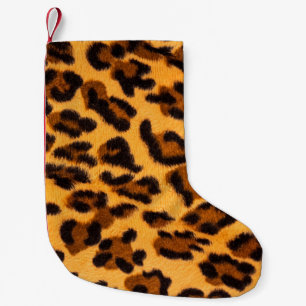Calcetín Navideño Pequeño Patrón de piel de leopardo