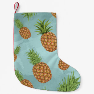 Calcetín Navideño Pequeño Patrón de piña acuarela 2