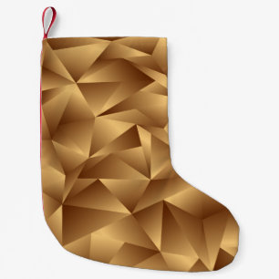 Calcetín Navideño Pequeño Patrón de polígono dorado de lujo