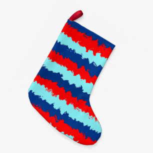 Calcetín Navideño Pequeño Patrón de rayas rojas y azules