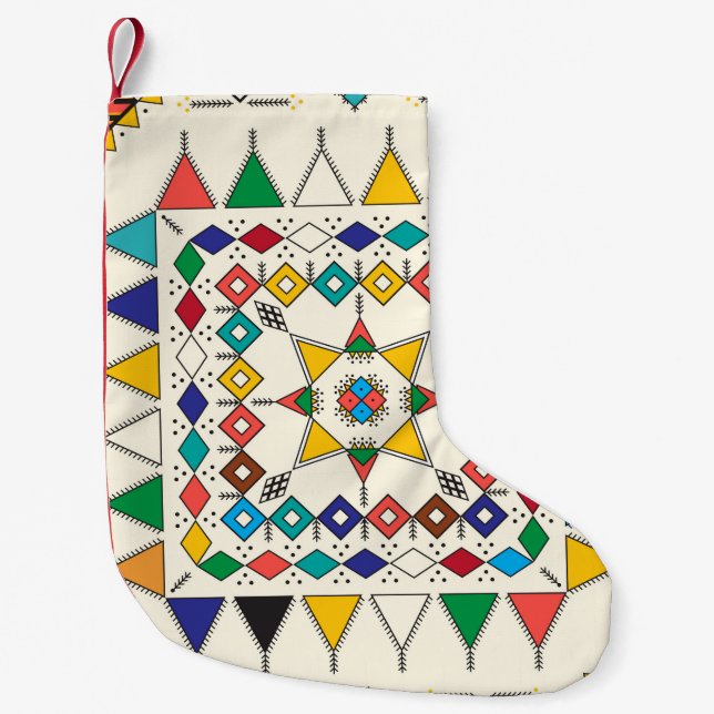 Calcetín Navideño Pequeño Patrón de repetición geométrica decorativa inspira (Anverso)