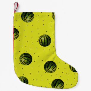 Calcetín Navideño Pequeño Patrón de Sandía con Semillas (amarillo)