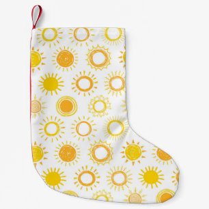 Calcetín Navideño Pequeño Patrón de Suns de Doodle dibujado a mano