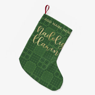 Calcetín Navideño Pequeño Patrón de tapiz galés, diseño de manta de carthen