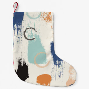 Calcetín Navideño Pequeño Patrón de trazos de pincel pastel abstracto sin in