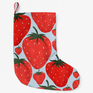 Calcetín Navideño Pequeño Patrón de verano con fresas aisladas en la luz