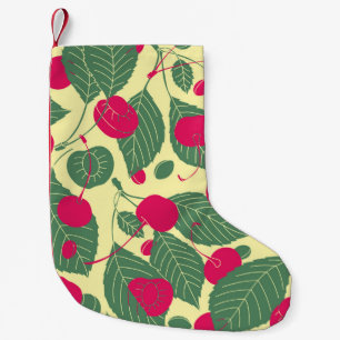 Calcetín Navideño Pequeño Patrón de verano de color brillante con cerezas. I