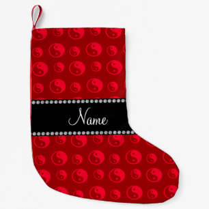 Calcetín Navideño Pequeño Patrón de Yiyang rojo con nombre personalizado