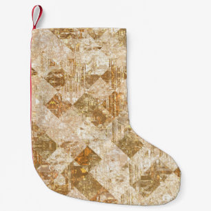 Calcetín Navideño Pequeño Patrón dorado de mosaico abstracto brillante