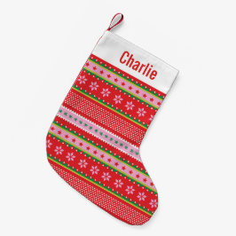 Calcetín Navideño Pequeño Patrón dulce nórdico suave verde rosa rojo
