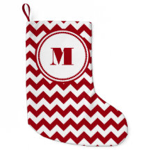 Patrón festivo de monograma con chevron rojo