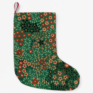 Calcetín Navideño Pequeño Patrón floral japonés bonito vintage