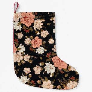 Calcetín Navideño Pequeño Patrón floral sin fisuras con hibisco. Retroceso 