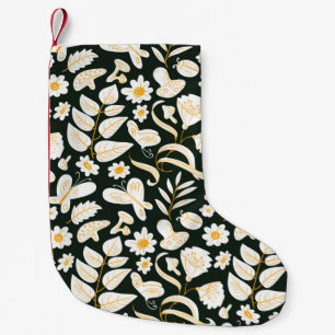 Calcetín Navideño Pequeño Patrón floral sin fisuras con mariposas e insecto