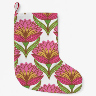 Calcetín Navideño Pequeño Patrón floral sin fisuras. Flores rojas brillantes