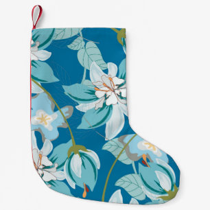 Calcetín Navideño Pequeño Patrón floral, versátil diseño floral.