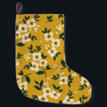 Calcetín Navideño Pequeño Patrón floral vintage, flores blancas pequeñas.<br><div class="desc">Patrón floral de Vintage a la moda, sin fisuras. Impresión sin foco hecha de flores blancas pequeñas. Motivos de verano y primavera. Fondo dorado amarillo. Ilustracion de cosecha. Flores de oro amarillas vintage. Dulces Ditsies Pequeños. Caballos de Dala escandinavos: Colorido patrón de arte popular! flor, floral, patrón, sin costuras, lindo,...</div>