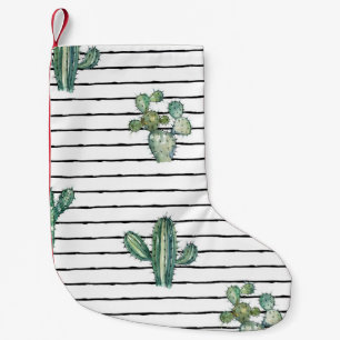Calcetín Navideño Pequeño Patrón fluido de cactus
