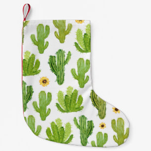 Calcetín Navideño Pequeño Patrón fluido de cactus
