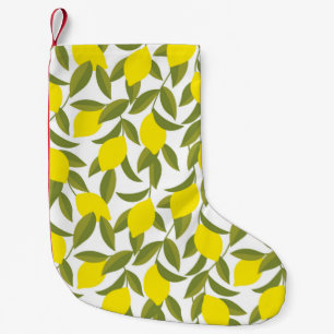 Calcetín Navideño Pequeño Patrón fluido del limón amarillo