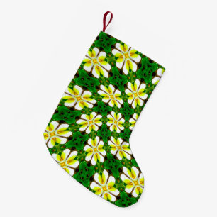 Calcetín Navideño Pequeño Patrón frangipano amarillo