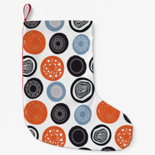 Calcetín Navideño Pequeño Patrón geométrico moderno con círculos dibujados