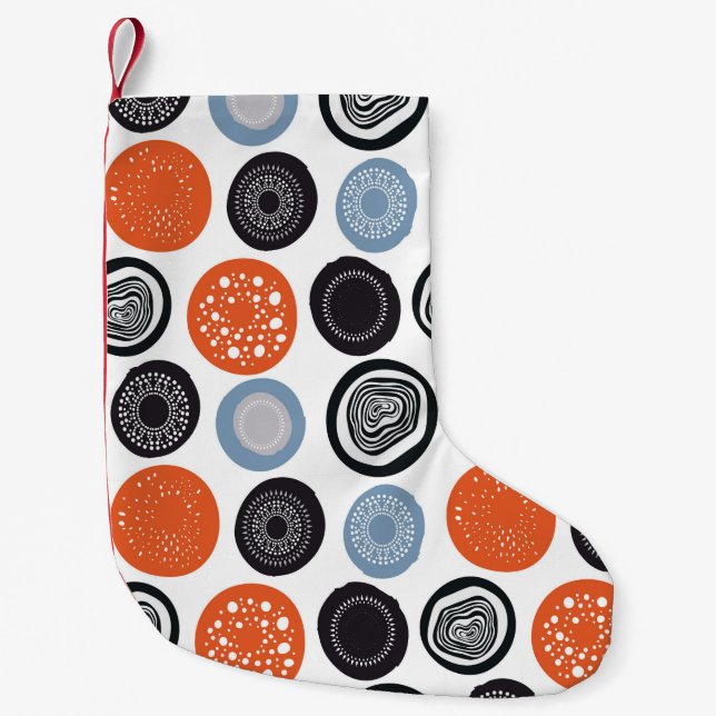 Calcetín Navideño Pequeño Patrón geométrico moderno con círculos dibujados (Anverso)