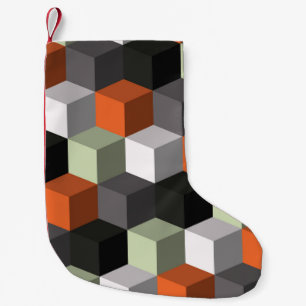Calcetín Navideño Pequeño Patrón geométrico sin fisuras con cubos y volumen