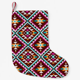 Calcetín Navideño Pequeño Patrón geométrico tribal de color sin fisuras